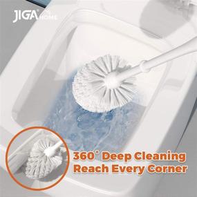 img 3 attached to JIGA 3 Pack Toilet Brush and Holder Set - Sturdy White Bathroom Toilet Bowl Brush with Caddy - Effective Stiff Bristles for Powerful Cleaning