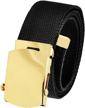 belt brass slider buckle canvas men's accessories logo