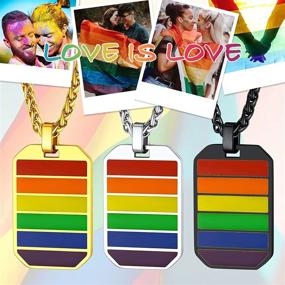 img 3 attached to Stylish Stainless Steel LGBT Pride Necklace by FaithHeart: Personalized Rainbow Pendant for Men and Women