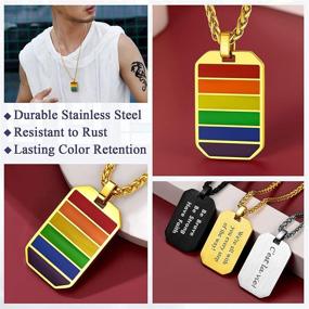 img 2 attached to Stylish Stainless Steel LGBT Pride Necklace by FaithHeart: Personalized Rainbow Pendant for Men and Women