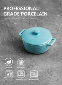 img 2 attached to 🥣 Sweese 510.402 Turquoise Porcelain Ramekins Set of 4 - 7 Ounce Round Mini Casserole Dish with Lid
