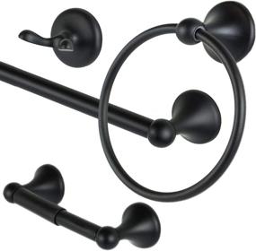 img 4 attached to 🛀 4-Piece Matt Black Bathroom Hardware Accessory Set with 24-Inch Towel Bar