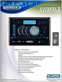 img 2 attached to 🎵 Дженсен AWM968 AM/FM/CD/DVD/USB Bluetooth стереосистема с фронтальным USB для поддержки MP3/WMA и проигрывателем DVD, CD, CD-R, CD-RW, DVD/DVD R, DVD RW, DVD-R, DVD-RW, DVD-Video, MPEG-4, VCD, JPEG, а также совместимость с MP3/WMA (восстановленный)