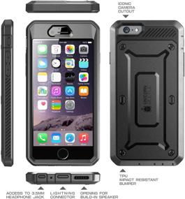 img 1 attached to Чехол SUPCASE Unicorn Beetle Pro для iPhone 6S - встроенный защитный экран, прочный колчан - Apple iPhone 6/6S - 4.7 дюйма - Черный/Черный