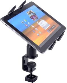 img 2 attached to Arkon Heavy Duty C Clamp Tablet Mount: Ultimate Desk and Cart Retail Solution in Sleek Black