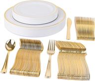 🎉 party bargains 125 disposable plastic dinnerware set - gold settings for 25 guests logo