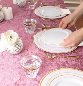 img 1 attached to 🎉 Party Bargains 125 Disposable Plastic Dinnerware Set - Gold Settings for 25 Guests