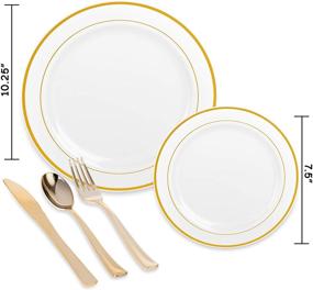 img 3 attached to 🎉 Party Bargains 125 Disposable Plastic Dinnerware Set - Gold Settings for 25 Guests