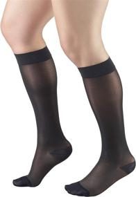 img 2 attached to 🧦 Women's Knee High Length Truform Sheer Compression Stockings, 15-20 mmHg, 20 Denier, in Charcoal (Medium)