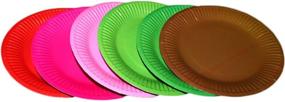 img 2 attached to 🎂 50Pcs PYD Disposable Colorful Paper Plate Trays for Kids Birthday Supplies | Cake Dessert Fruit Dish | Creative Tableware Party Decor Accessories