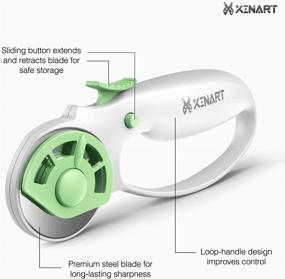 img 2 attached to 🔪 XINART 45mm Fabric Rotary Cutter Safety Lock Ergonomic Classic Comfort Loop Small Sewing Quilting Crafting Tool (Includes Extra 2pcs Replacement Blades) - Green