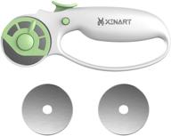 🔪 xinart 45mm fabric rotary cutter safety lock ergonomic classic comfort loop small sewing quilting crafting tool (includes extra 2pcs replacement blades) - green logo