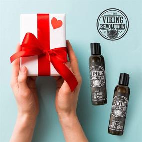 img 1 attached to 🧔 Viking Revolution Beard Wash & Conditioner Set: Argan & Jojoba Oils for Softening, Smoothing & Strengthening Beard Growth - Natural Peppermint and Eucalyptus Scent - Beard Shampoo w/ Beard Oil (5 oz)