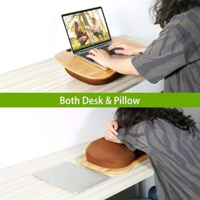 img 3 attached to 📚 Moclever Портативный стол для ноутбука: подушечка и бамбуковая поверхность для ноутбука размером 18,5 дюйма, планшета и телефона (большой)