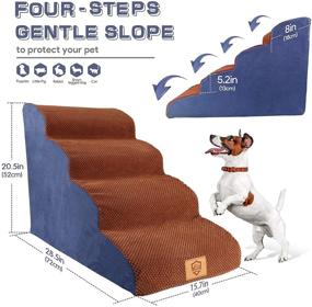 img 3 attached to Topmart High Density Foam Dog Steps 4 Tiers - Extra Wide Deep Pet Steps for Older Dogs, Injured Pets, and Cats with Joint Pain - Non-Slip, Soft Foam Dog Ramp for Bed