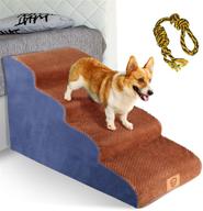 topmart high density foam dog steps 4 tiers - extra wide deep pet steps for older dogs, injured pets, and cats with joint pain - non-slip, soft foam dog ramp for bed logo