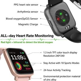 img 1 attached to 💃 Stylish Smart Watch for Women: Blood Oxygen Monitoring, 5ATM Waterproof, Music Control, Sleep & Swim Tracking, Heart Rate Monitor - Rose Gold