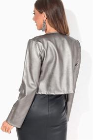 img 1 attached to 🧥 Stylish Women's PU Leather Cropped Jacket: Long Sleeve Bolero by KRISP