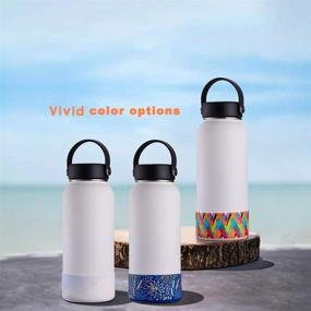 img 2 attached to 🌸 Premium Silicone Sleeve Boot for Hydro Flask, Yeti, Simple Modern & More - 32oz/40oz Wide Mouth Water Bottle - Flower Blue design - BPA Free & Anti-Slip Cover