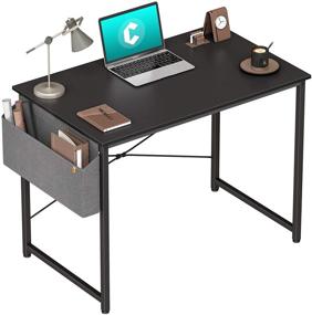 img 4 attached to 🖥️ Cubiker 32-Inch Modern Simple Style Home Office Writing Study Desk with Storage Bag, Black - Ideal Laptop Table