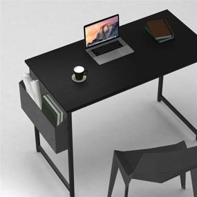 img 2 attached to 🖥️ Cubiker 32-Inch Modern Simple Style Home Office Writing Study Desk with Storage Bag, Black - Ideal Laptop Table