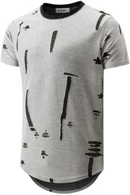 img 4 attached to Trendy KLIEGOU Hipster Men's Clothing with Ripped Round Hemline: Stay Stylish!
