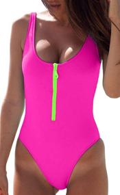 img 4 attached to 👙 CHYRII Women's Sexy Zip-Front Low-Back High-Cut One-Piece Swimsuit - Stylish Bathing Suit