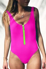 img 2 attached to 👙 CHYRII Women's Sexy Zip-Front Low-Back High-Cut One-Piece Swimsuit - Stylish Bathing Suit