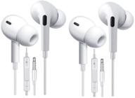 🎧 execczo 2-pack android headphones earphones earbuds with microphone - wired 3.5mm stereo earphones for iphone, ipad, samsung galaxy, lg, huawei, sony, htc, and more android smartphones (white) logo