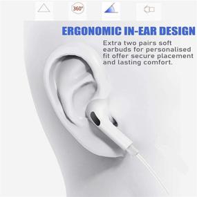 img 2 attached to 🎧 EXECCZO 2-Pack Android Headphones Earphones Earbuds with Microphone - Wired 3.5mm Stereo Earphones for iPhone, iPad, Samsung Galaxy, LG, Huawei, Sony, HTC, and More Android Smartphones (White)