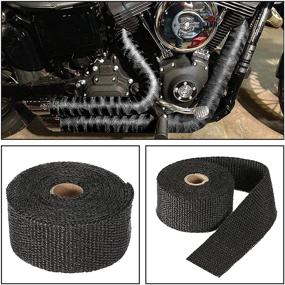 img 2 attached to 🏍️ Foneso 2 inch x 50 feet Black Motorcycle Exhaust Heat Wrap Roll - Fiberglass Heat Shield Tape with Stainless Ties (2 Roll + 24 Ties Kit)