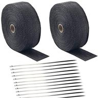 🏍️ foneso 2 inch x 50 feet black motorcycle exhaust heat wrap roll - fiberglass heat shield tape with stainless ties (2 roll + 24 ties kit) logo