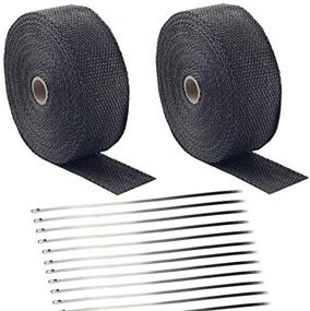 img 4 attached to 🏍️ Foneso 2 inch x 50 feet Black Motorcycle Exhaust Heat Wrap Roll - Fiberglass Heat Shield Tape with Stainless Ties (2 Roll + 24 Ties Kit)