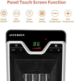 img 1 attached to Asterion Portable Office Heater for Indoor Use - Adjustable Thermostat, Ceramic Oscillating Space Heater with 24H Timer, Remote Control, Tip Over Protection, Overheating Protection - 1500W, Black