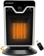 asterion portable office heater for indoor use - adjustable thermostat, ceramic oscillating space heater with 24h timer, remote control, tip over protection, overheating protection - 1500w, black logo