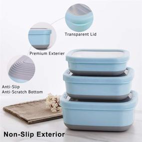 img 2 attached to 🥡 Lille Home Premium Stainless Steel Food Containers/Bento Lunch Box Set - Anti-Slip Exterior, 3 Sizes (470ML, 900ML, 1.4L), Leakproof, BPA Free, Portion Control - Blue