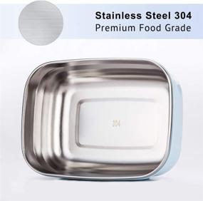 img 3 attached to 🥡 Lille Home Premium Stainless Steel Food Containers/Bento Lunch Box Set - Anti-Slip Exterior, 3 Sizes (470ML, 900ML, 1.4L), Leakproof, BPA Free, Portion Control - Blue