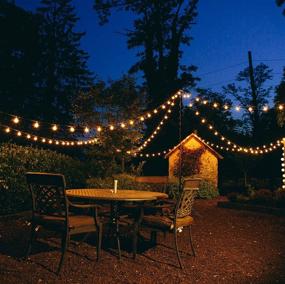 img 1 attached to 🔆 Outdoor Patio String Lights - 100 Ft Globe String Lights with 105 G40 Clear Bulbs (Includes 5 Extra) - Black Wire for Cafe Bistro Deck Backyard Market Party and Wedding Lighting