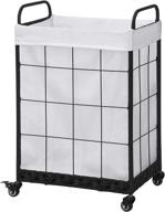 🧺 white laundry hamper, heavy duty with lockable rolling wheels; durable and collapsible clothes basket, detachable liner bag & metal handle logo