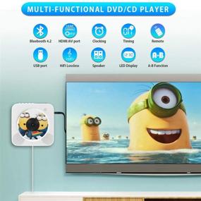 img 3 attached to 📀 Белый настенный CD/DVD плеер с Bluetooth, HDMI, пультом ДУ, мощным динамиком HiFi, FM радио, USB воспроизведением - отлично подходит для домашнего использования