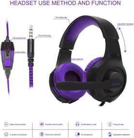 img 2 attached to 🎧 AH68 Purple PC Gaming Headset: 3.5mm Stereo Over Ear Headphone with Mic | PS4, Xbox One, PC, Mac & Laptop Compatible