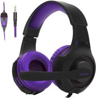 🎧 ah68 purple pc gaming headset: 3.5mm stereo over ear headphone with mic | ps4, xbox one, pc, mac & laptop compatible logo