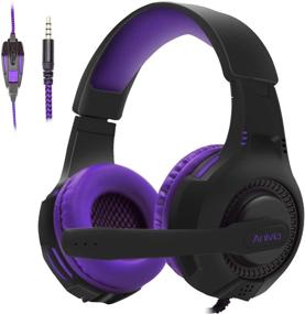 img 4 attached to 🎧 AH68 Purple PC Gaming Headset: 3.5mm Stereo Over Ear Headphone with Mic | PS4, Xbox One, PC, Mac & Laptop Compatible