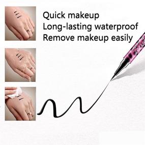 img 1 attached to 💧 Long Lasting Waterproof 4D Silk Fiber Lash Mascara, Curly and Volumizing, Black Durable Mascara and Waterproof Eyeliner Set