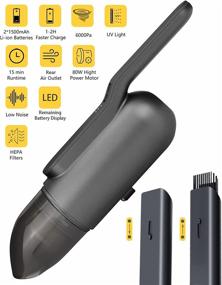 img 3 attached to 🧹 Qisuten Handheld Cordless Mini Car Vacuum Cleaner - Powerful Portable Rechargeable Hand Held Vacuum for Home, Pet Hair, Office, Keyboard, Car - Black, Aspiradora para Carro