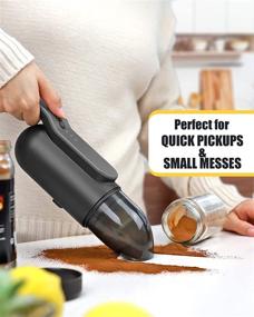 img 2 attached to 🧹 Qisuten Handheld Cordless Mini Car Vacuum Cleaner - Powerful Portable Rechargeable Hand Held Vacuum for Home, Pet Hair, Office, Keyboard, Car - Black, Aspiradora para Carro