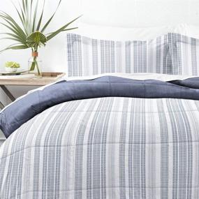 img 2 attached to Linen Market Premium Farmhouse Dreams 🛏️ Reversible Comforter Set in Navy - Twin/Twin XL