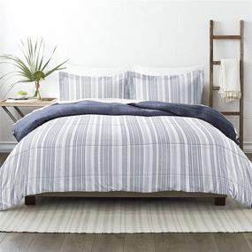 img 4 attached to Linen Market Premium Farmhouse Dreams 🛏️ Reversible Comforter Set in Navy - Twin/Twin XL