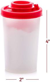 img 2 attached to 🧂 Moisture-Proof Salt and Pepper Shakers: Large Set of 2 for Camping, Picnics, and Outdoors | Airtight Spice Dispenser with Clear Plastic and Red Lids