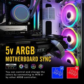 img 3 attached to ⚙️ EZDIY-FAB White Moonlight 120mm RGB PWM Case Fan: Sync with Motherboard, ARGB Computer Fan, Multiple Light Modes - 3 Pack